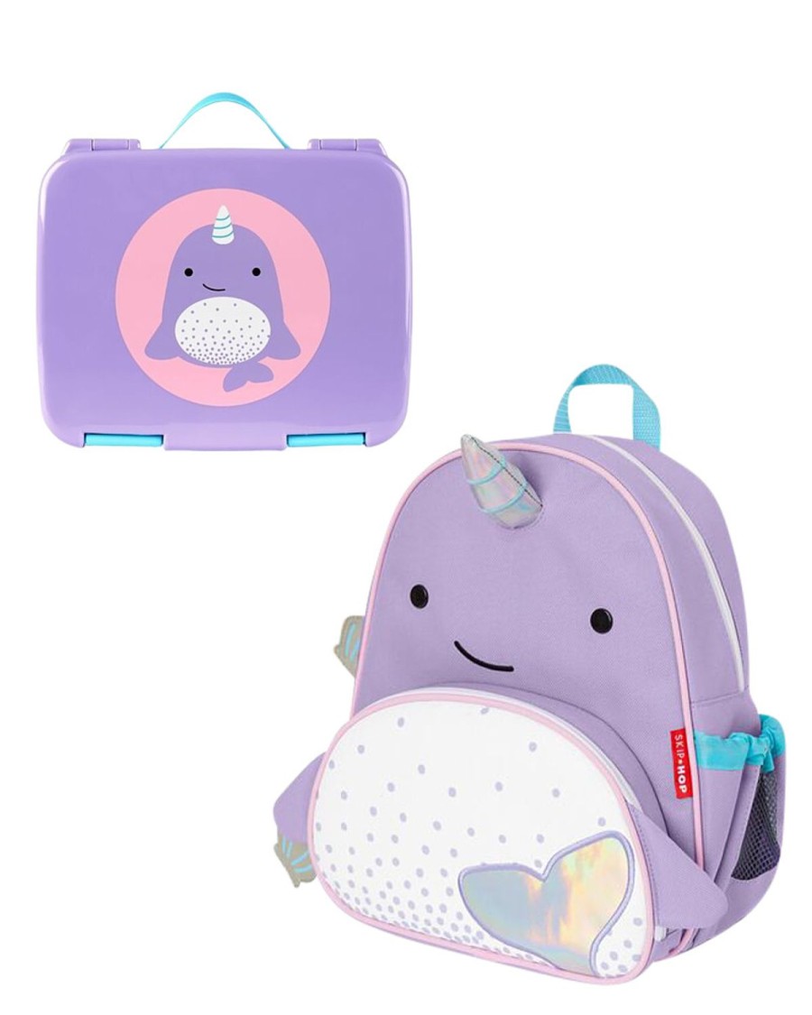 Kindertassen Skip Hop | 2-Delige Narwhal-Rugzak En Bento-Lunchboxset Voor Kleine Kinderen